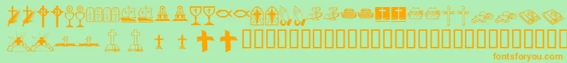 Kr Lyndas Christian Dings Font – Orange Fonts on Green Background