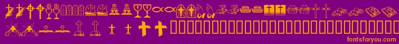 Kr Lyndas Christian Dings Font – Orange Fonts on Purple Background