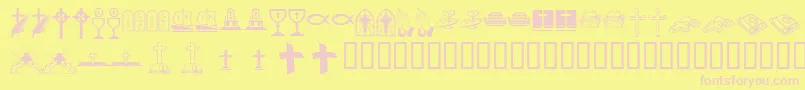 Шрифт Kr Lyndas Christian Dings – розовые шрифты на жёлтом фоне