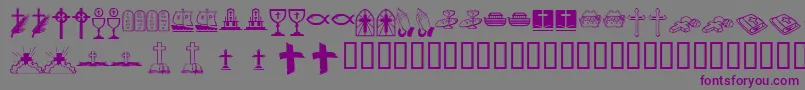 フォントKr Lyndas Christian Dings – 紫色のフォント、灰色の背景