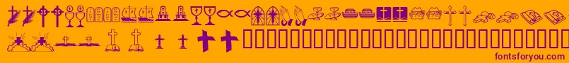 Kr Lyndas Christian Dings Font – Purple Fonts on Orange Background