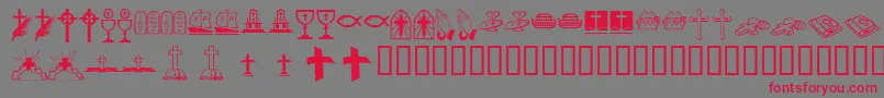 Kr Lyndas Christian Dings Font – Red Fonts on Gray Background