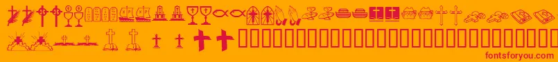 Kr Lyndas Christian Dings Font – Red Fonts on Orange Background