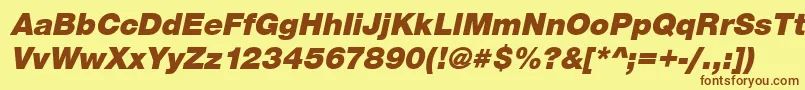 フォントSansBlackItalic – 茶色の文字が黄色の背景にあります。
