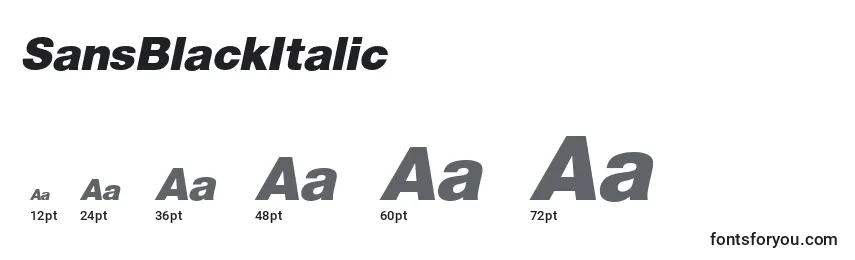 Größen der Schriftart SansBlackItalic
