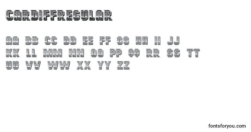 Schriftart CardiffRegular – Alphabet, Zahlen, spezielle Symbole