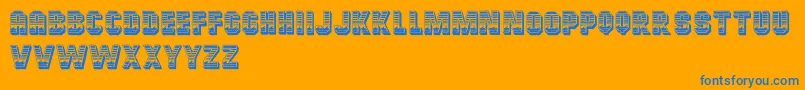 フォントCardiffRegular – オレンジの背景に青い文字