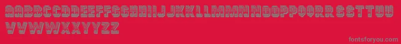 フォントCardiffRegular – 赤い背景に灰色の文字