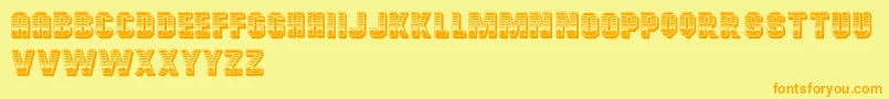 フォントCardiffRegular – オレンジの文字が黄色の背景にあります。