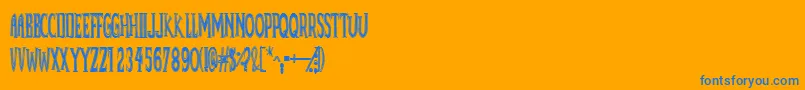 Deadbdk-Schriftart – Blaue Schriften auf orangefarbenem Hintergrund