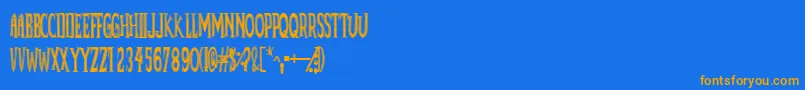 Deadbdk Font – Orange Fonts on Blue Background
