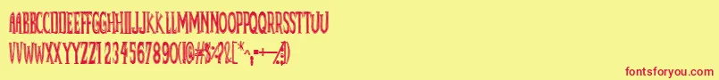Deadbdk-Schriftart – Rote Schriften auf gelbem Hintergrund