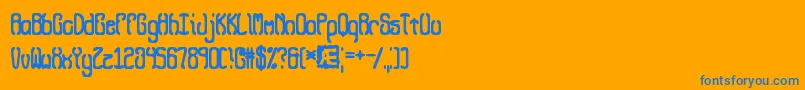 QueasyBrk Font – Blue Fonts on Orange Background