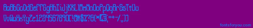 フォントQueasyBrk – 紫色の背景に青い文字