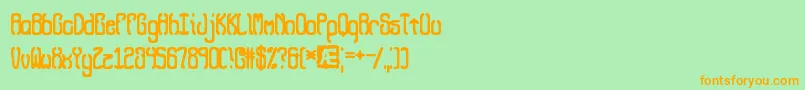 QueasyBrk-Schriftart – Orangefarbene Schriften auf grünem Hintergrund