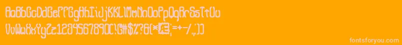 QueasyBrk-fontti – vaaleanpunaiset fontit oranssilla taustalla