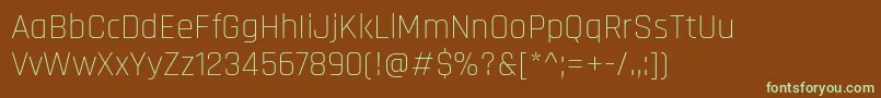 Czcionka RajdhaniLight – zielone czcionki na brązowym tle