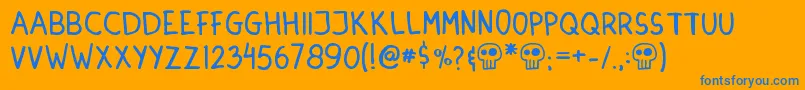 DinskiCasualHandwriting Font – Blue Fonts on Orange Background