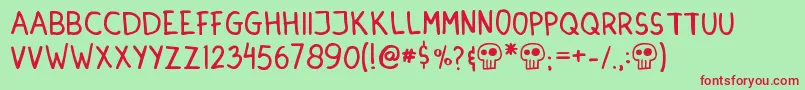 DinskiCasualHandwriting Font – Red Fonts on Green Background