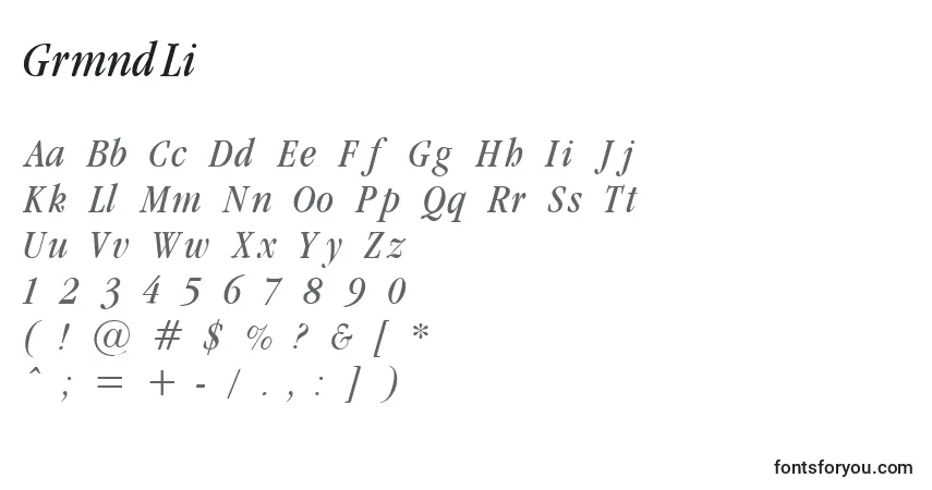 GrmndLi-fontti – aakkoset, numerot, erikoismerkit