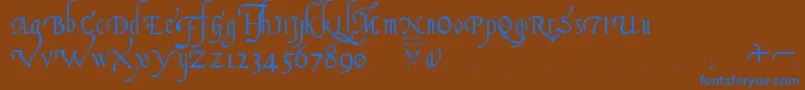 ItalianCursive16thCentury Font – Blue Fonts on Brown Background