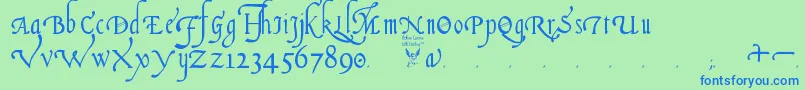 ItalianCursive16thCentury Font – Blue Fonts on Green Background