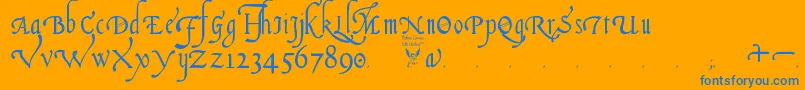 ItalianCursive16thCentury Font – Blue Fonts on Orange Background