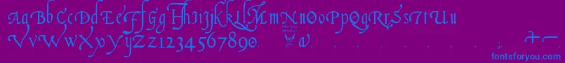 ItalianCursive16thCentury Font – Blue Fonts on Purple Background