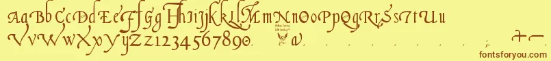 ItalianCursive16thCentury Font – Brown Fonts on Yellow Background