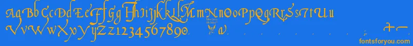 ItalianCursive16thCentury Font – Orange Fonts on Blue Background