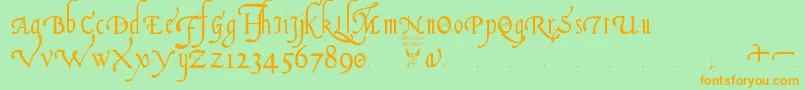 ItalianCursive16thCentury Font – Orange Fonts on Green Background