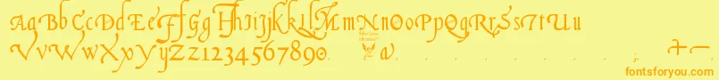 ItalianCursive16thCentury Font – Orange Fonts on Yellow Background