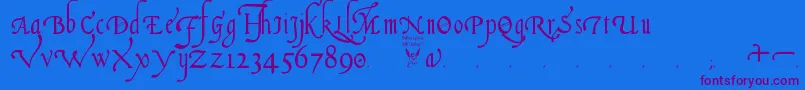 ItalianCursive16thCentury Font – Purple Fonts on Blue Background