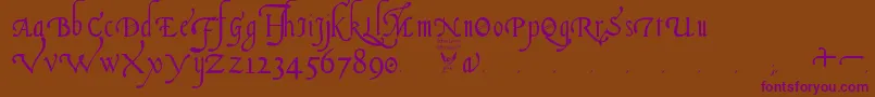 ItalianCursive16thCentury Font – Purple Fonts on Brown Background
