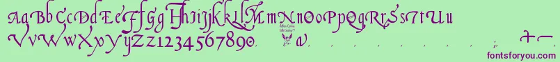 ItalianCursive16thCentury-Schriftart – Violette Schriften auf grünem Hintergrund