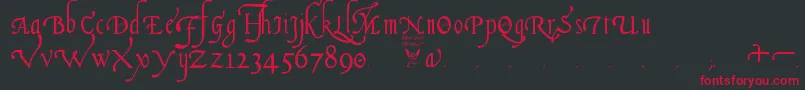 ItalianCursive16thCentury Font – Red Fonts on Black Background