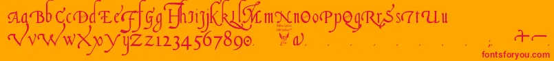 ItalianCursive16thCentury Font – Red Fonts on Orange Background