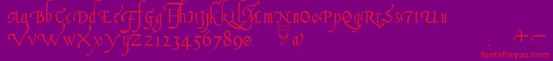 ItalianCursive16thCentury Font – Red Fonts on Purple Background