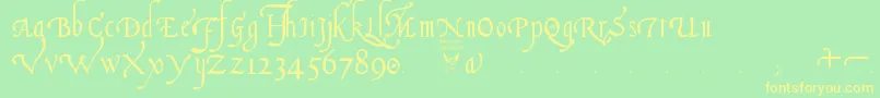 ItalianCursive16thCentury Font – Yellow Fonts on Green Background