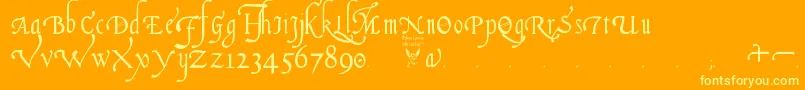ItalianCursive16thCentury Font – Yellow Fonts on Orange Background