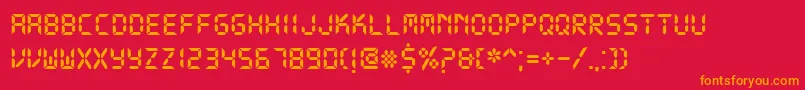 フォントDsDigib – 赤い背景にオレンジの文字
