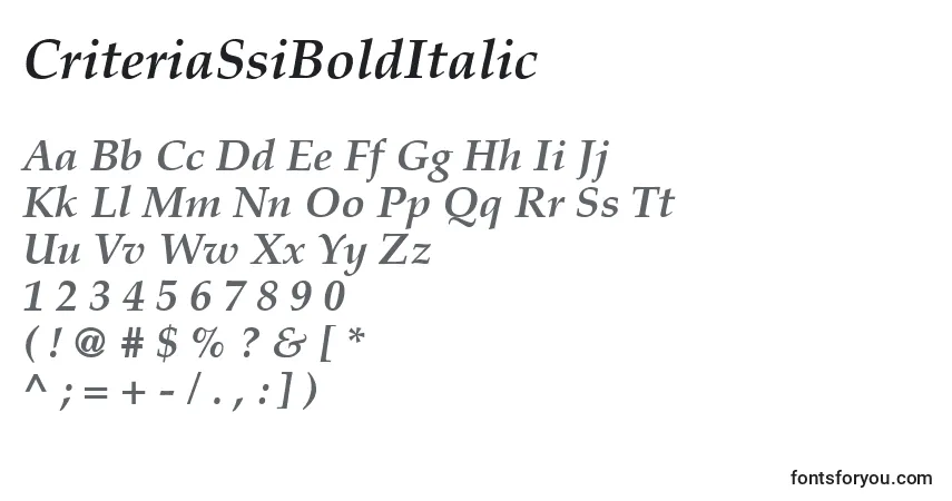 A fonte CriteriaSsiBoldItalic – alfabeto, números, caracteres especiais