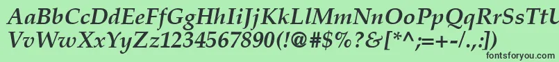 CriteriaSsiBoldItalic-fontti – mustat fontit vihreällä taustalla