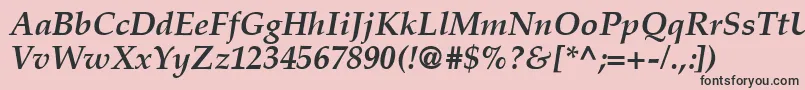 CriteriaSsiBoldItalic-fontti – mustat fontit vaaleanpunaisella taustalla