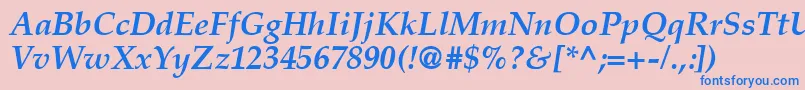 CriteriaSsiBoldItalic-fontti – siniset fontit vaaleanpunaisella taustalla