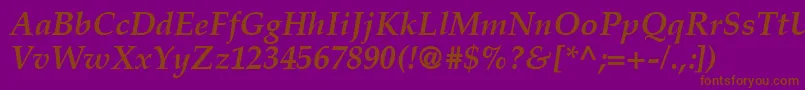 CriteriaSsiBoldItalic-fontti – ruskeat fontit violetilla taustalla