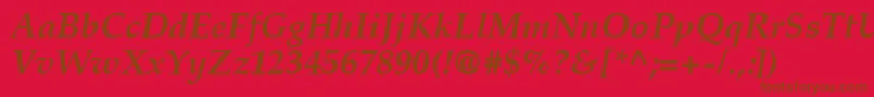 CriteriaSsiBoldItalic-Schriftart – Braune Schriften auf rotem Hintergrund