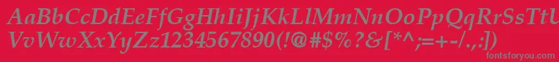 フォントCriteriaSsiBoldItalic – 赤い背景に灰色の文字