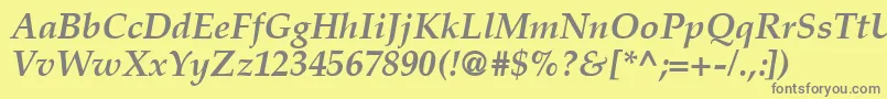 CriteriaSsiBoldItalic-Schriftart – Graue Schriften auf gelbem Hintergrund