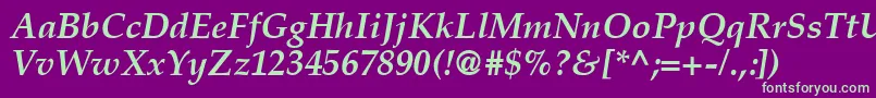 CriteriaSsiBoldItalic-fontti – vihreät fontit violetilla taustalla